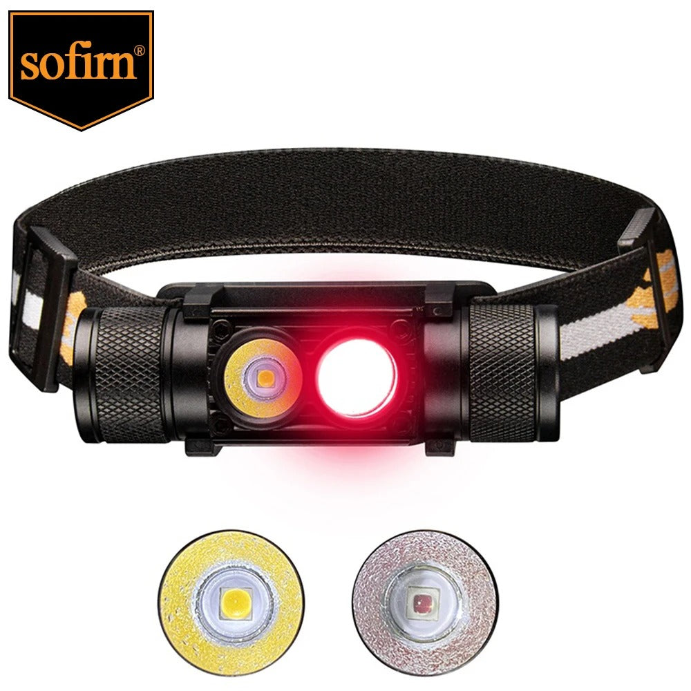 H25LR LED 90 High CRI Rechargeable Headlamp Powerful Lightweight Head Flashlight with Bright White Light 660nm Deep Red Torch
