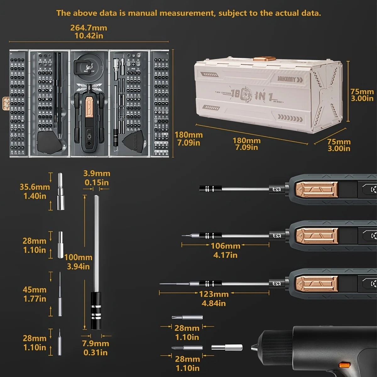 180 in 1 Precision Multifunctional Screwdriver Set,Magnetic Phillips Bits,Mobile iPhone & PC & Glasses Manual Repair Tool.